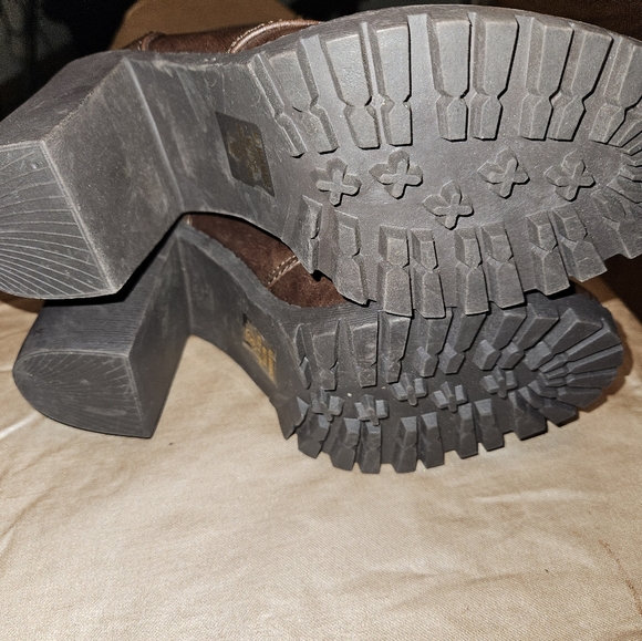 Soda Women Chunky High Heel Combat Army Military Riding Boots Booties Dark Brown - Picture 4 of 8